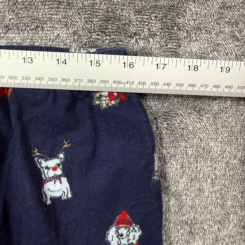 PajamaGram Pajama Set Womens Medium Christmas Dog Navy Blue Cotton Flannel - Picture 8 of 10